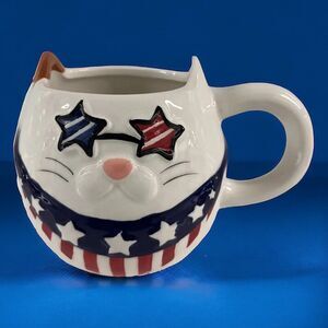 Leaf Bean Patriotic Cat Mug